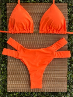 CONJUNTO CORTININHA COM CALCINHA 2 TIRAS (LARANJA)