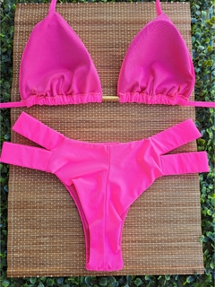 CONJUNTO CORTININHA COM CALCINHA 2 TIRAS (PINK FLUORESCENTE) - comprar online