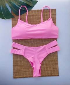 TOP CARIBE E CALCINHA FIO DUPLO 2 TIRAS (ROSA BARBIE) - Vanilla Sun Beach