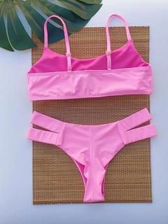 TOP CARIBE E CALCINHA FIO DUPLO 2 TIRAS (ROSA BARBIE) - comprar online