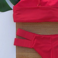 TOP CARIBE E CALCINHA FIO DUPLO 2 TIRAS (VERMELHO) - Vanilla Sun Beach