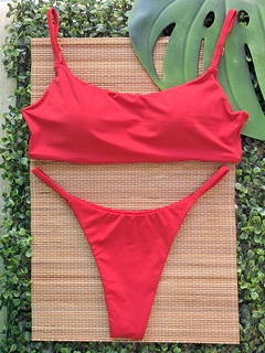 Top Caribe e tanga com lateral fina - (Vermelho)