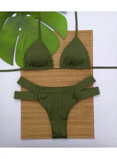 CONJUNTO CORTININHA COM CALCINHA 2 TIRAS (VERDE MILITAR) - comprar online