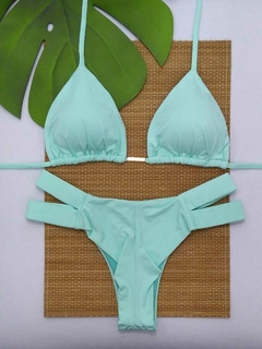 CONJUNTO CORTININHA COM CALCINHA 2 TIRAS (VERDE ÁGUA) - comprar online