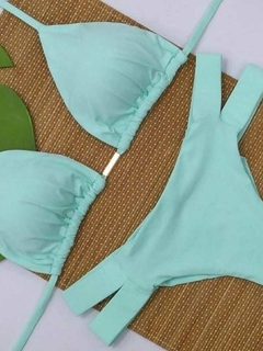 CONJUNTO CORTININHA COM CALCINHA 2 TIRAS (VERDE ÁGUA) - loja online