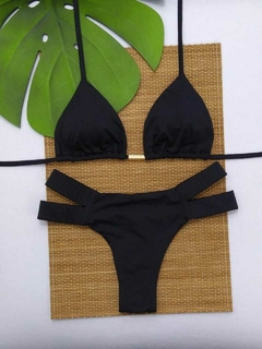 CONJUNTO CORTININHA COM CALCINHA 2 TIRAS (PRETO)