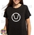 Camiseta preta modelo baby look com estampa 311 SWING em branco.