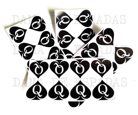 REF 248. TATUAGEM TEMPORÁRIA DAMA DE ESPADAS TAMANHO PEQUENO. CARTELA COM 8 UNIDADES DE 3 CM. - comprar online