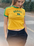 PRE VENTA T-shirt al cuerpo/holgada BRASIL amarilla Bordada