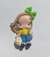Aplique Em Biscuit Menina Com Pompom Azul E Laço Verde Na Cabeça - T 6 Cm - Unid