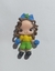 Aplique Em Biscuit Menina Com Pompom Azul Nas Mãos E Cabelos Cacheados - Tam 6 Cm - Unid