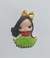 Aplique Em Biscuit Menina Com Saia Verde, Cabelos Preto E Lacinho Dourado Na Cabeça - Unid
