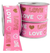 Fita Gorgurão Glitter Love Fundo Rosa- 38mm -Progresso - 38 MM- 2 Mts