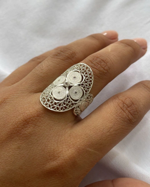 Anillo Ajustable tejido en plata filigrana