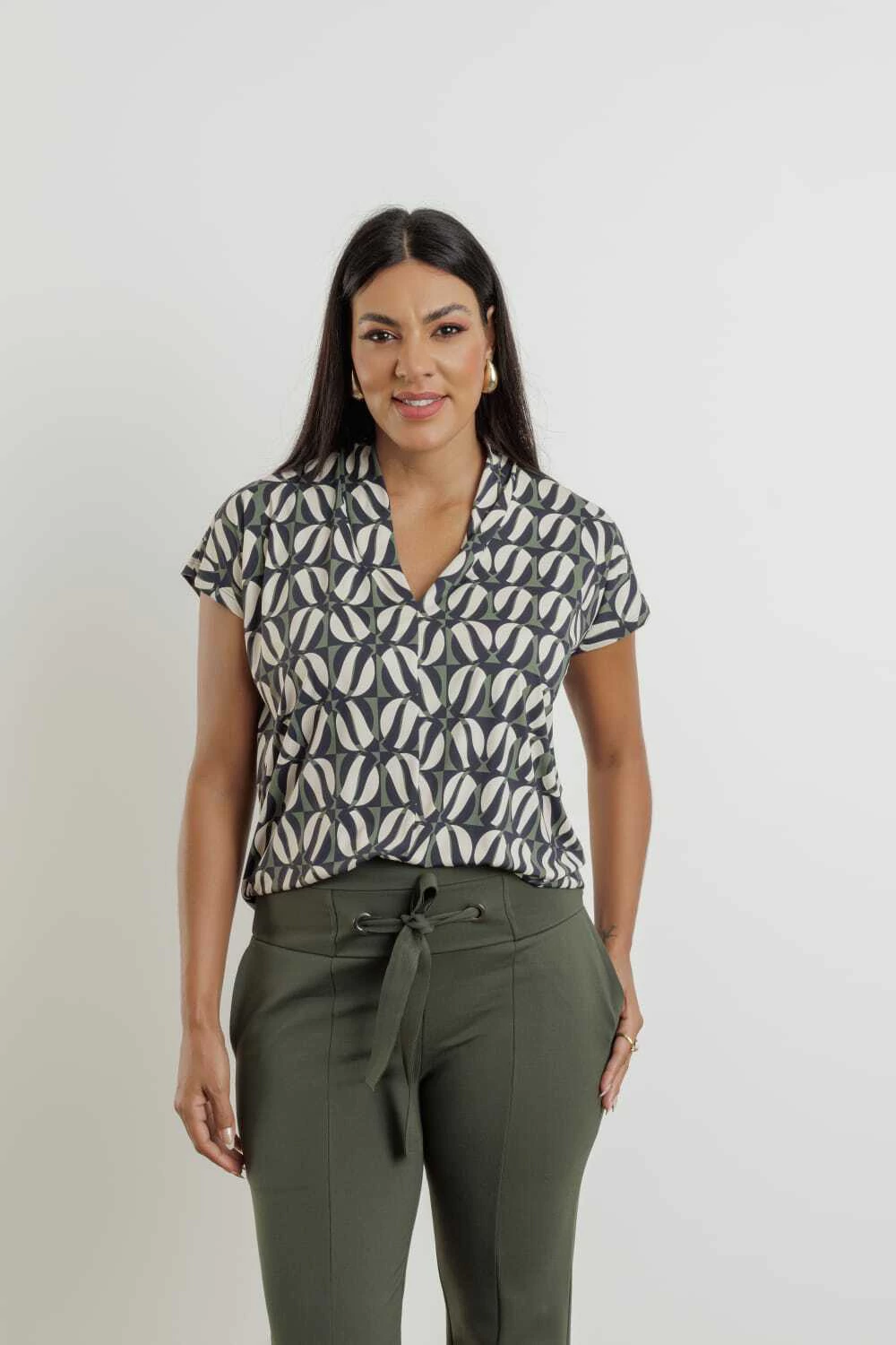 Blusa Clara Estampa Semicírculos Verde