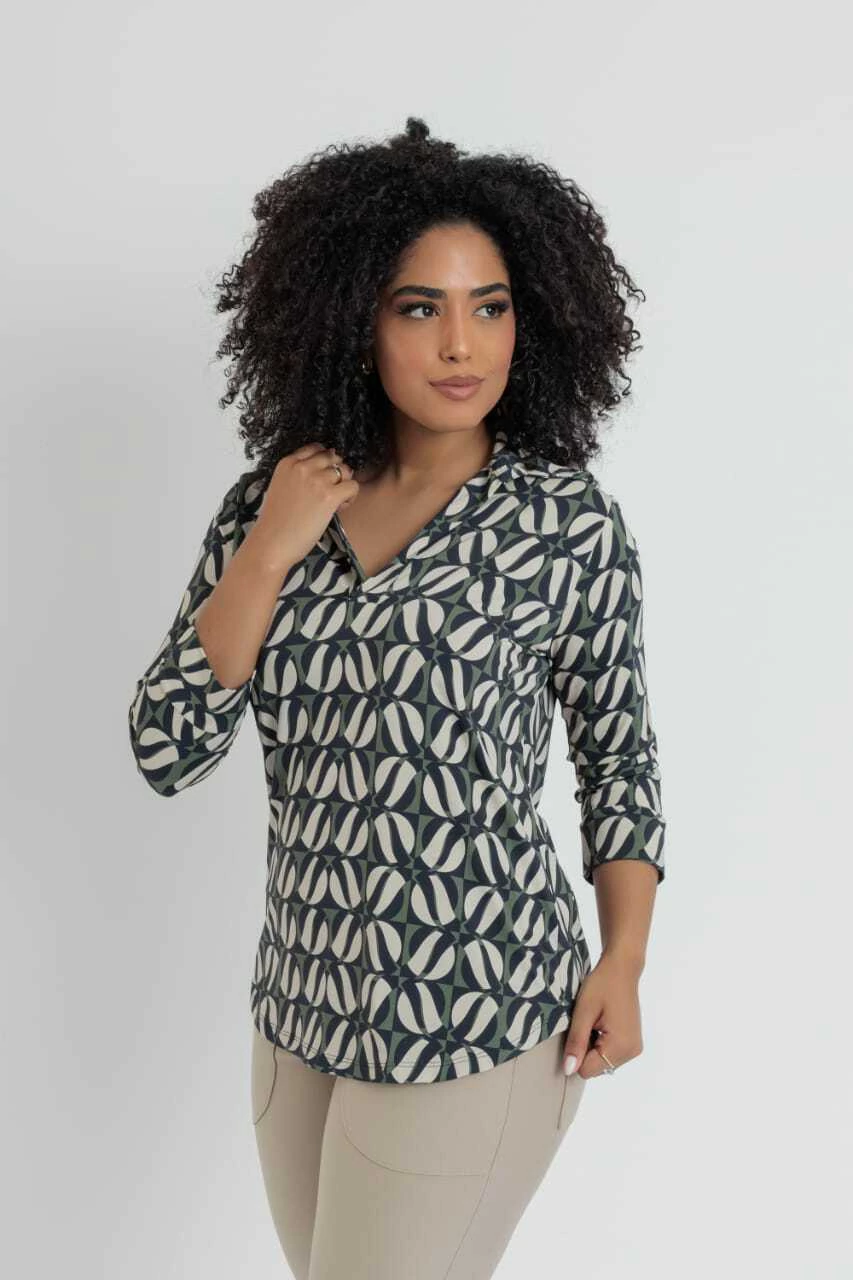 Camisa Dani Estampa Semicírculos Verde