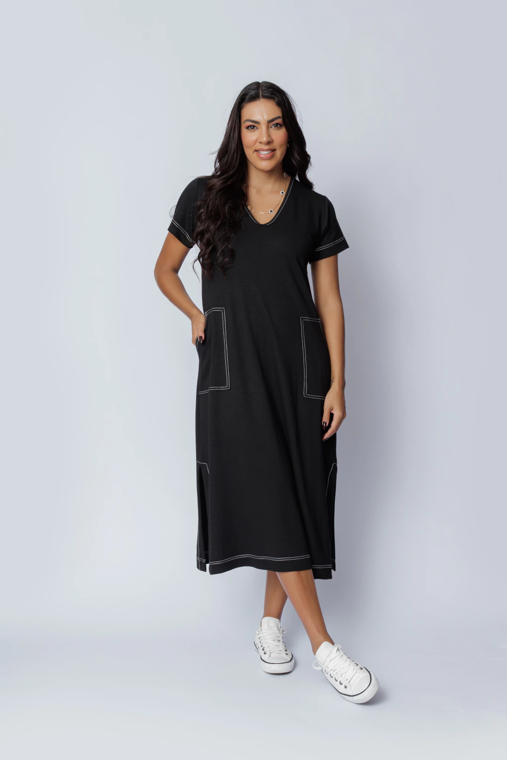 Vestido Midi Monica Preto