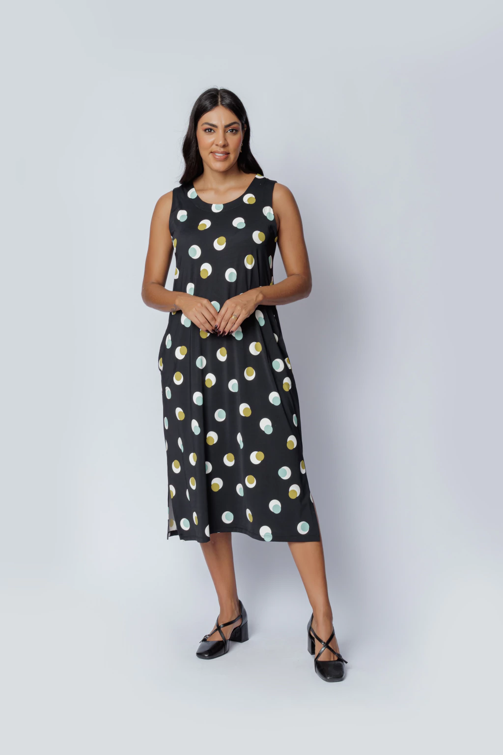 Vestido Midi Regata Estampa Bolas Coloridas