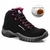 Bota de Segurança Em Microfibra Bico de Composite - Preto e Rosa - Estival