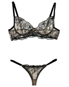 Imagem do Conjunto Calcinha e Sutiã De Renda Lírio no tule bordado
