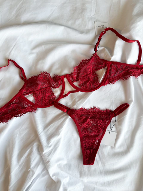 Conjunto Calcinha E Sutiã De Renda Nina - Rubi - comprar online