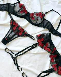 Conjunto Calcinha E Sutiã Com Cinta-liga Lily - comprar online