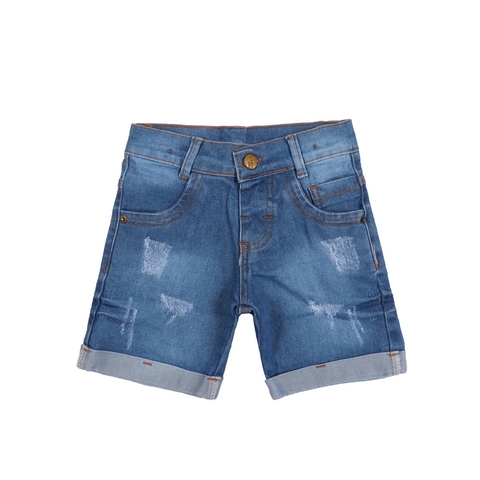 Bermuda Jeans Lycra Infantil Menino Elástico Cós Interno Confortável Passeio