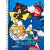 Caderno Sonic com capa dura, apresentando Sonic, Tails, Knuckles e Shadow em design colorido.
