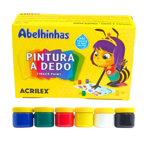 Tinta a Dedo Tempera Guache 15ml 6 Cores Acrilex