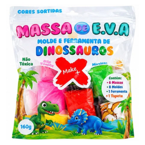 Kit Massa de Eva Lisa Dinossauros Make+