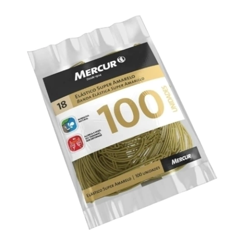 Atilho Elástico Latex Amarelo 100 Unidades Mercur