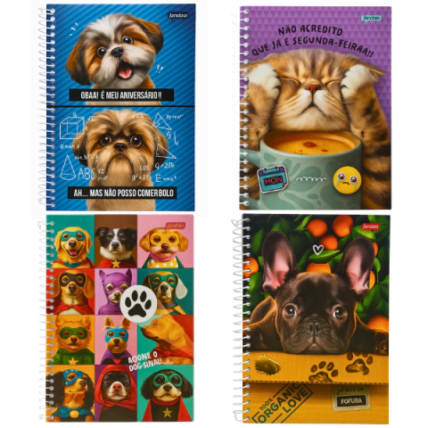 Caderno Espiral 1/4 Pet's Love Jandaia