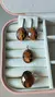 Brinco Oval 15x20mm Briolet Pedra Natural Olho de Tigre Prata 925 - loja online