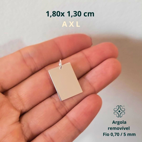PINGENTE PRATA 925 PLACA 13x18MM PERSONALIZADO
