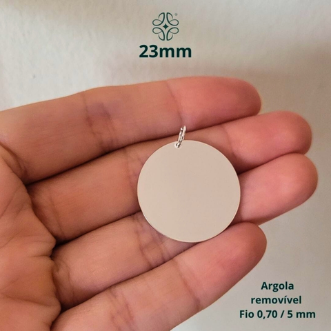 PINGENTE PRATA 925 DISCO 23MM PERSONALIZADO