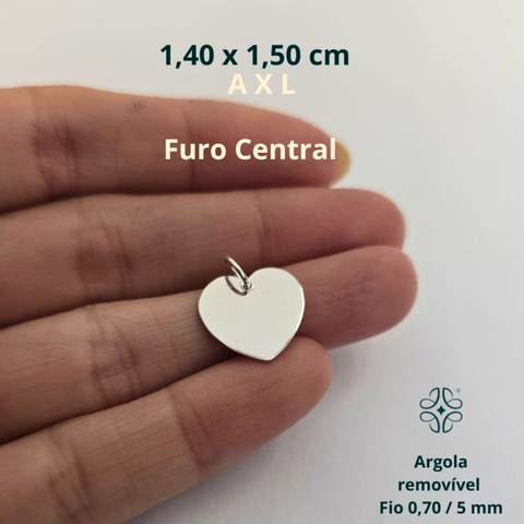 PINGENTE PRATA 925 CORAÇÃO 15x14MM PERSONALIZADO