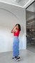Saia Midi Avery lavagem média com body vermelho  use sôffi 
