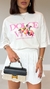 Saia Beily na cor off white com camiseta estampada use sôffi 
 