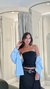 Tubinho Scarlet na cor preto  com  saia midi preta e camisa azul  use sôffi
