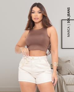 Shorts Linho Cintura Alta Sol Jeans ° 952352 ᴾᴿᴼᴹᴼᶜ̧ᴬ̃ᴼ