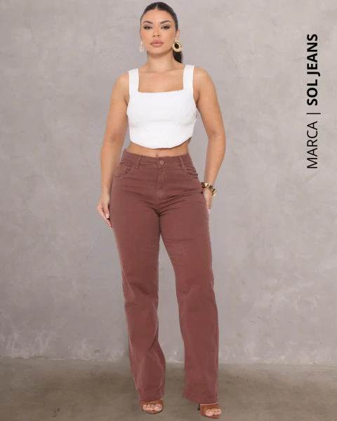 Calça Reta Cintura Alta Sol Jeans ° 95616 - comprar online