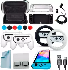 Nintendo Switch Oled 64gb Standard Color Blanco Y Negro + Estuche con kit de protección y accesorios - M-store