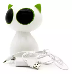 Parlante De Gato Leerfei Multimedia Digital Speaker Pc Tv Color Blanco con verde - tienda online