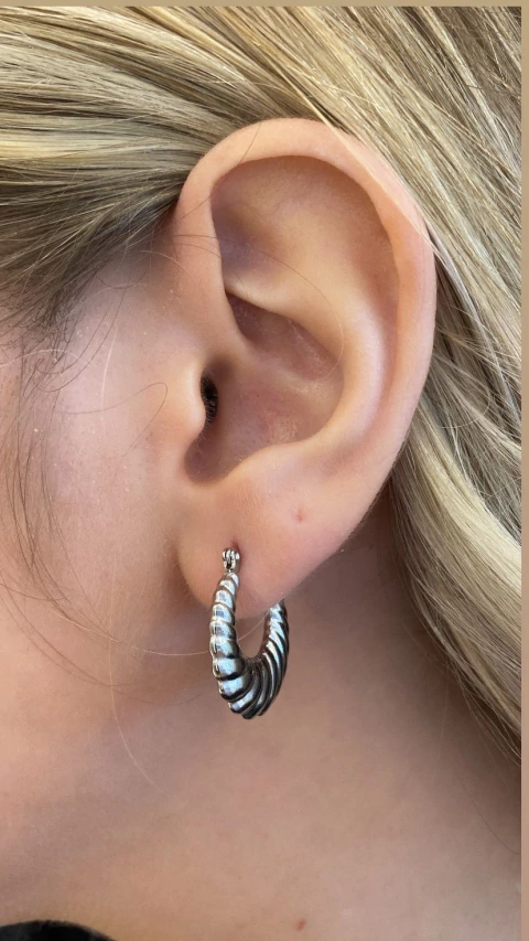 Argola ondas aço prateado - comprar online