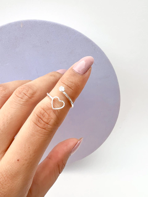 Anel Coração Zircônia Falange