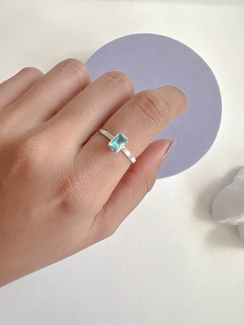 Anel Ponto Retangular Azul - comprar online
