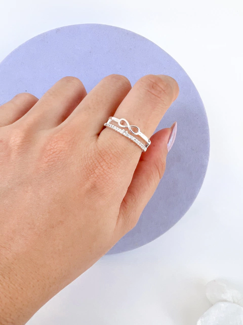 Anel Duplo Infinito Zircônias - comprar online