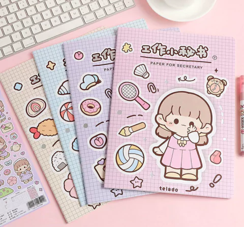 Planner de mesa anual com adesivos Telado