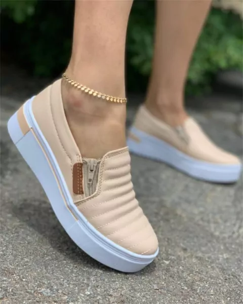 Tênis Yate Slip Plataforma Nude Amêndoa Conforto e Estilo - comprar online