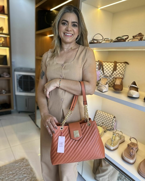 Bolsa Tote Laranja com Corrente nas Alças - comprar online